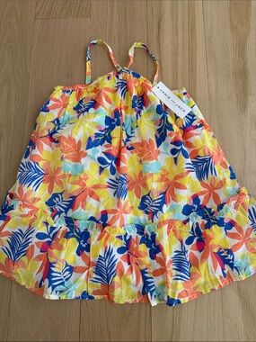 Janie and Jack Tropical Floral Sundress in Yellow, Orange, Blue, Pink
